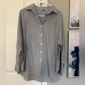 Striped Oversized Button Up Tunic